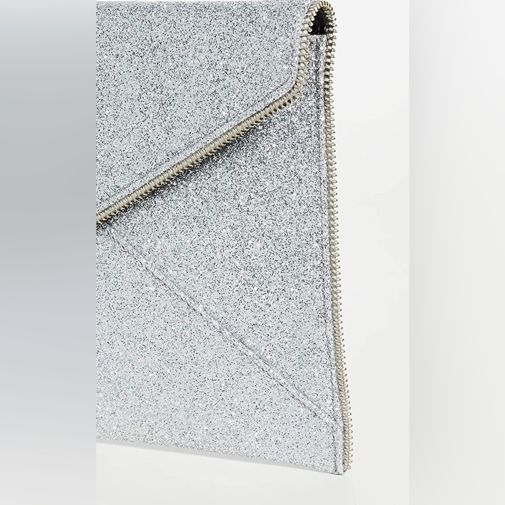 Rebecca Minkoff Silver Glitter Leo Clutch EUC - Picture 5 of 17